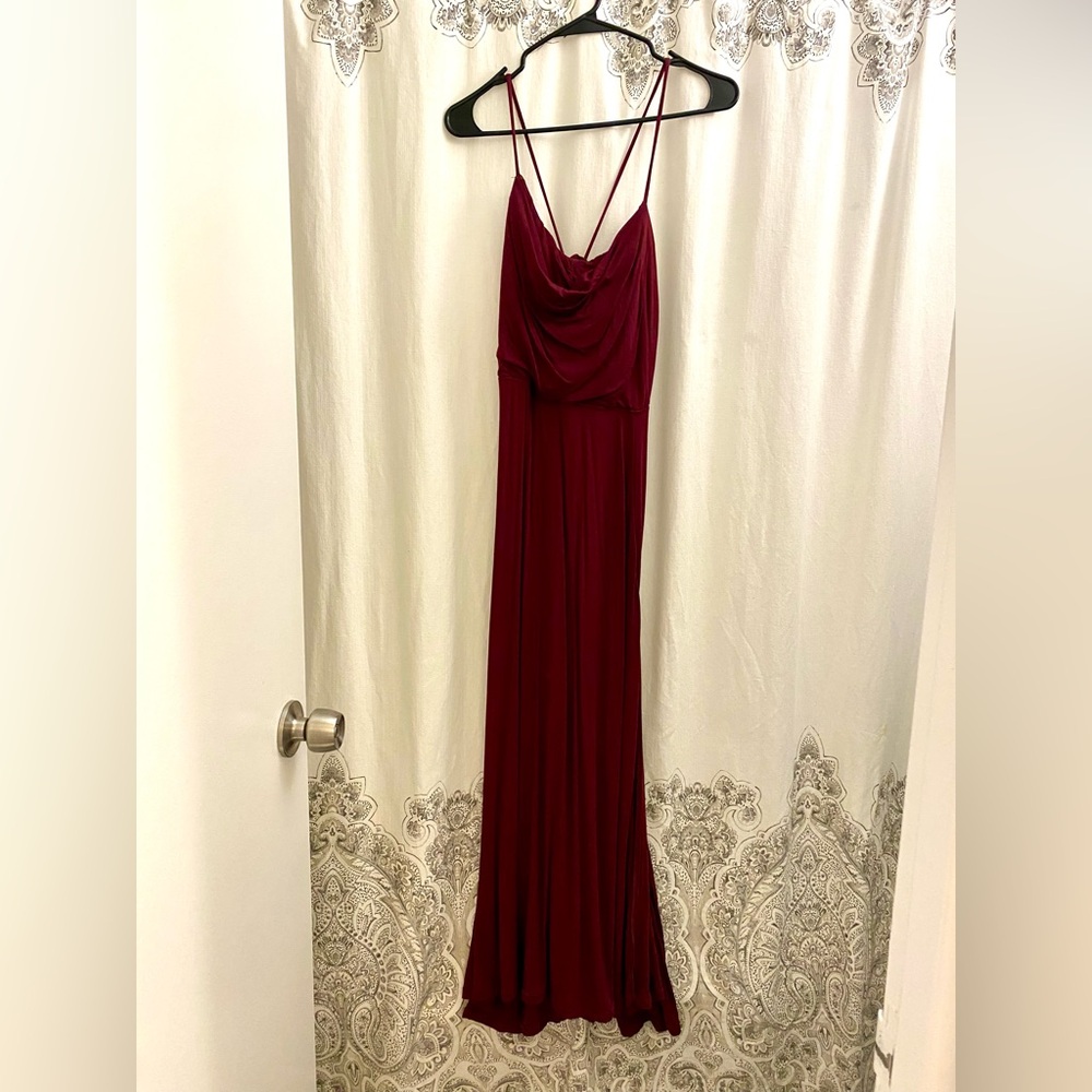 HALARA Red Cowl Neck Sleeveless Maxi Gown